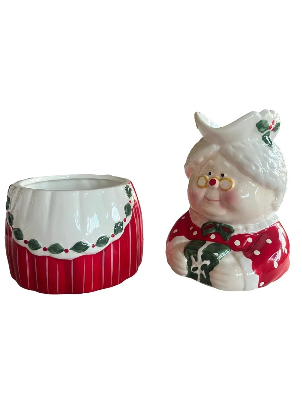 Mrs. Santa Ceramic Sugar & Creamer Set - Red and White Holiday Decor